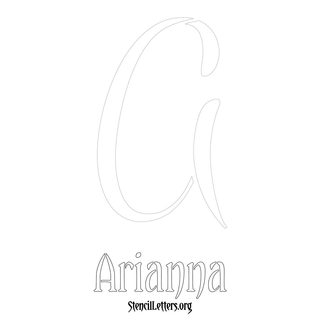 Arianna printable name initial stencil in Vintage Brush Lettering