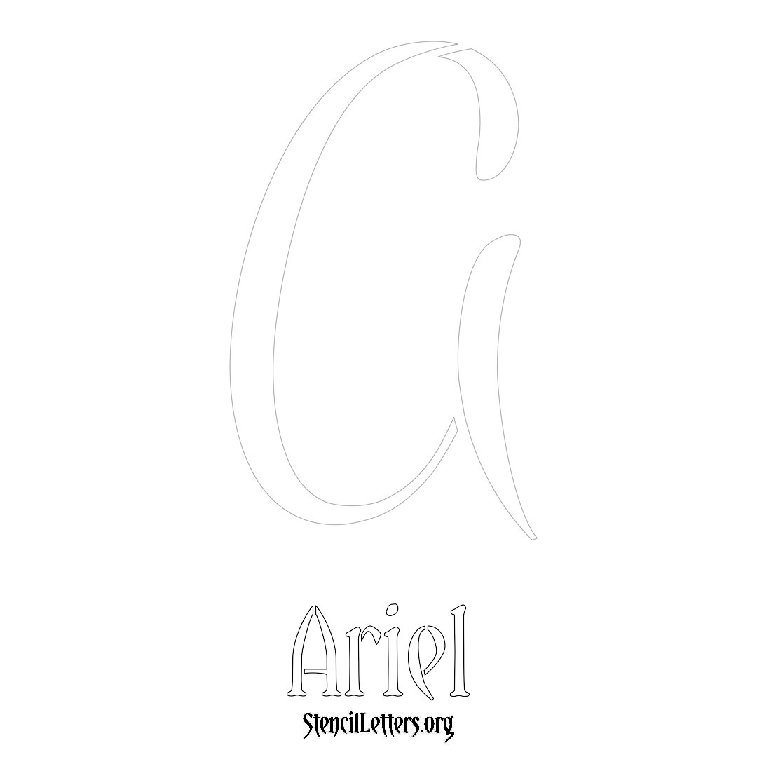 Ariel printable name initial stencil in Vintage Brush Lettering