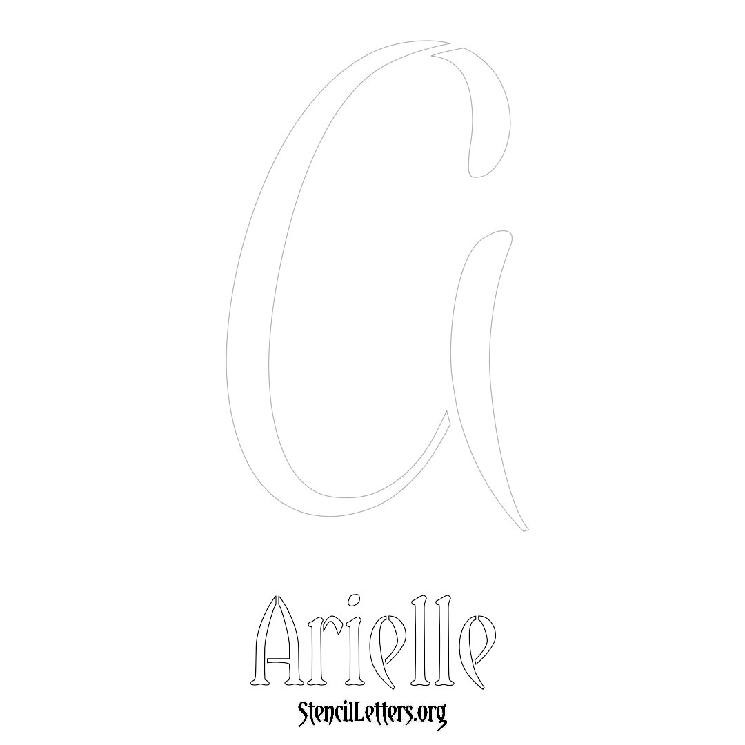 Arielle printable name initial stencil in Vintage Brush Lettering