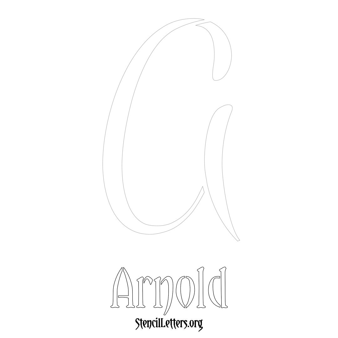 Arnold printable name initial stencil in Vintage Brush Lettering