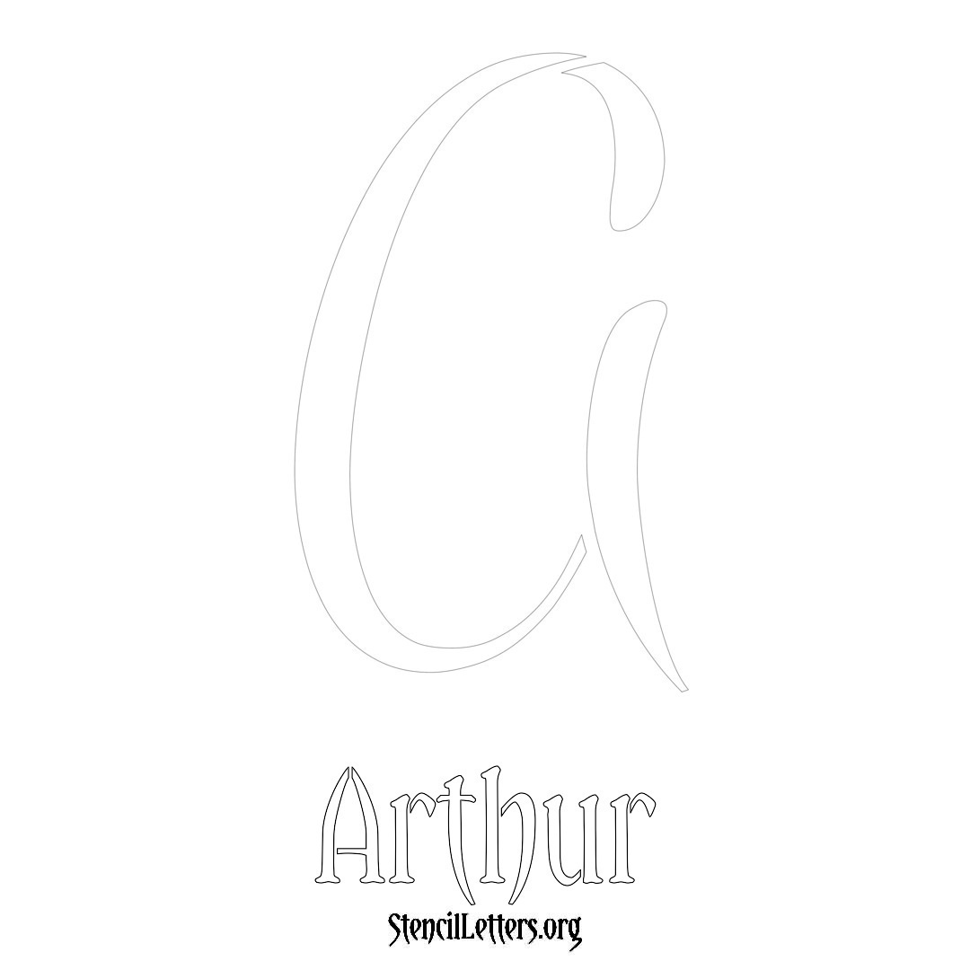Arthur printable name initial stencil in Vintage Brush Lettering