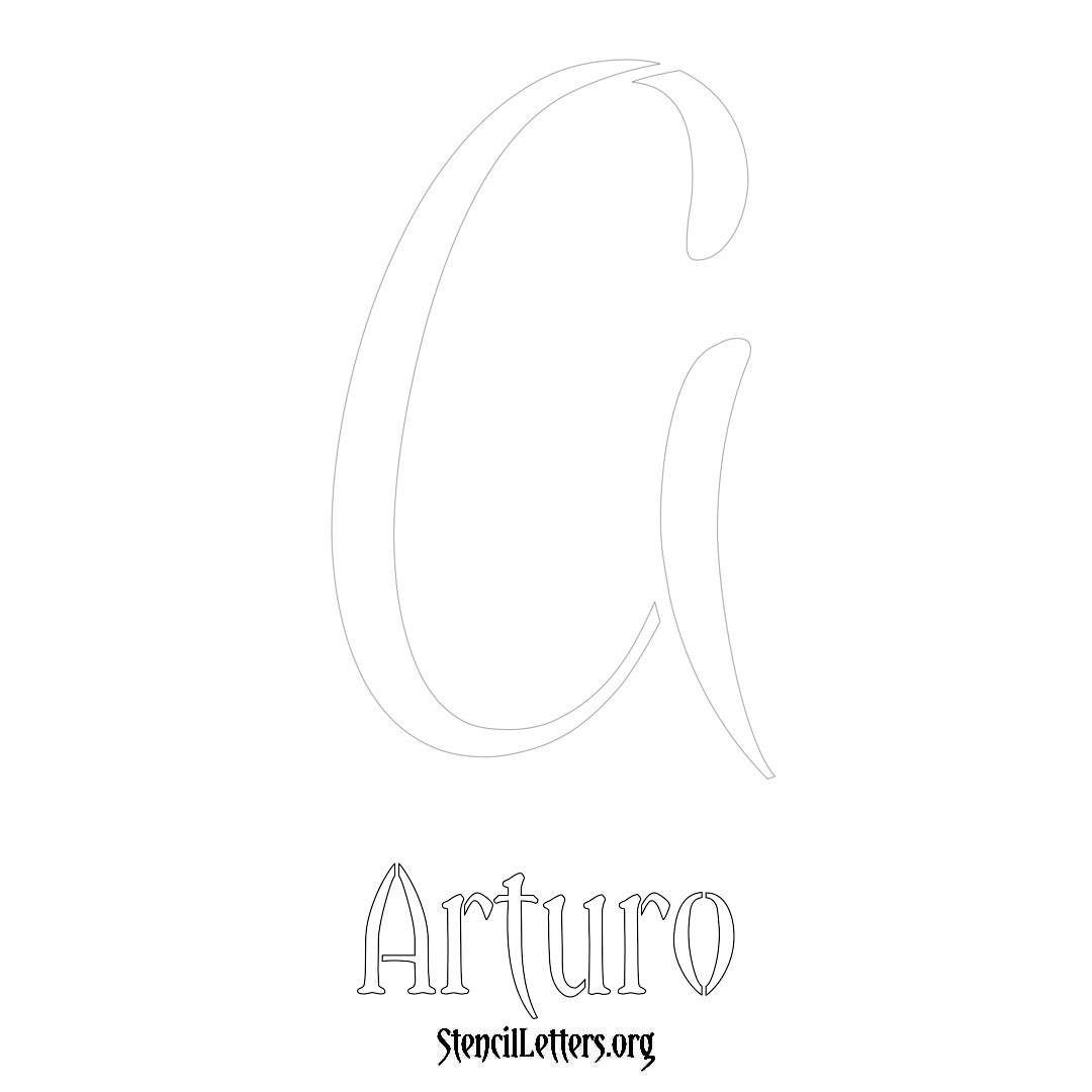 Arturo printable name initial stencil in Vintage Brush Lettering