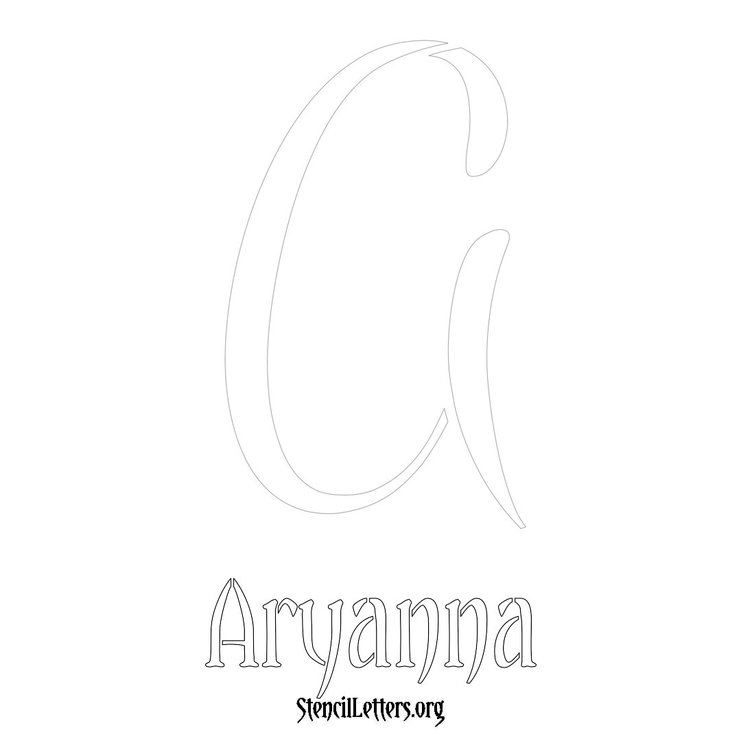 Aryanna printable name initial stencil in Vintage Brush Lettering