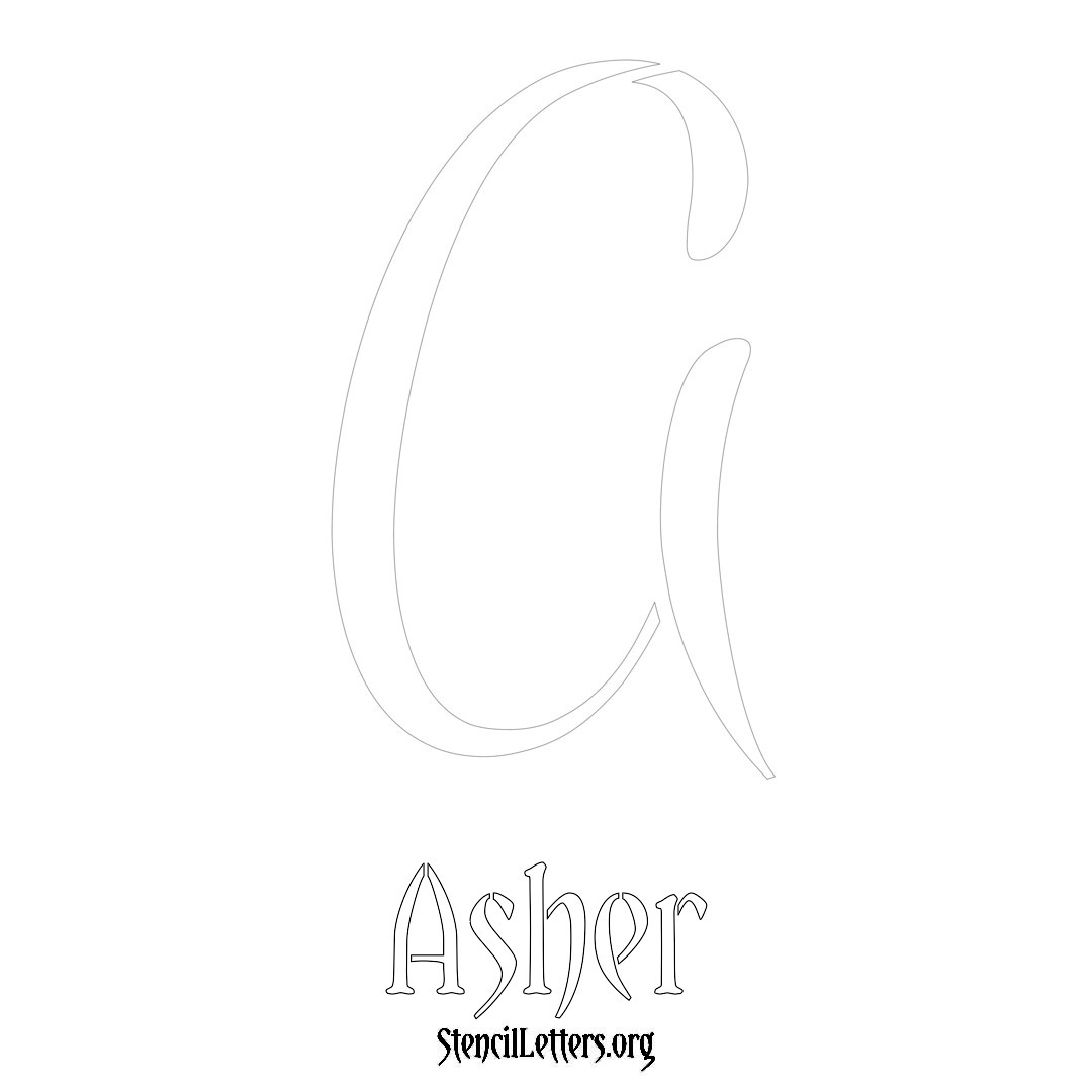 Asher printable name initial stencil in Vintage Brush Lettering