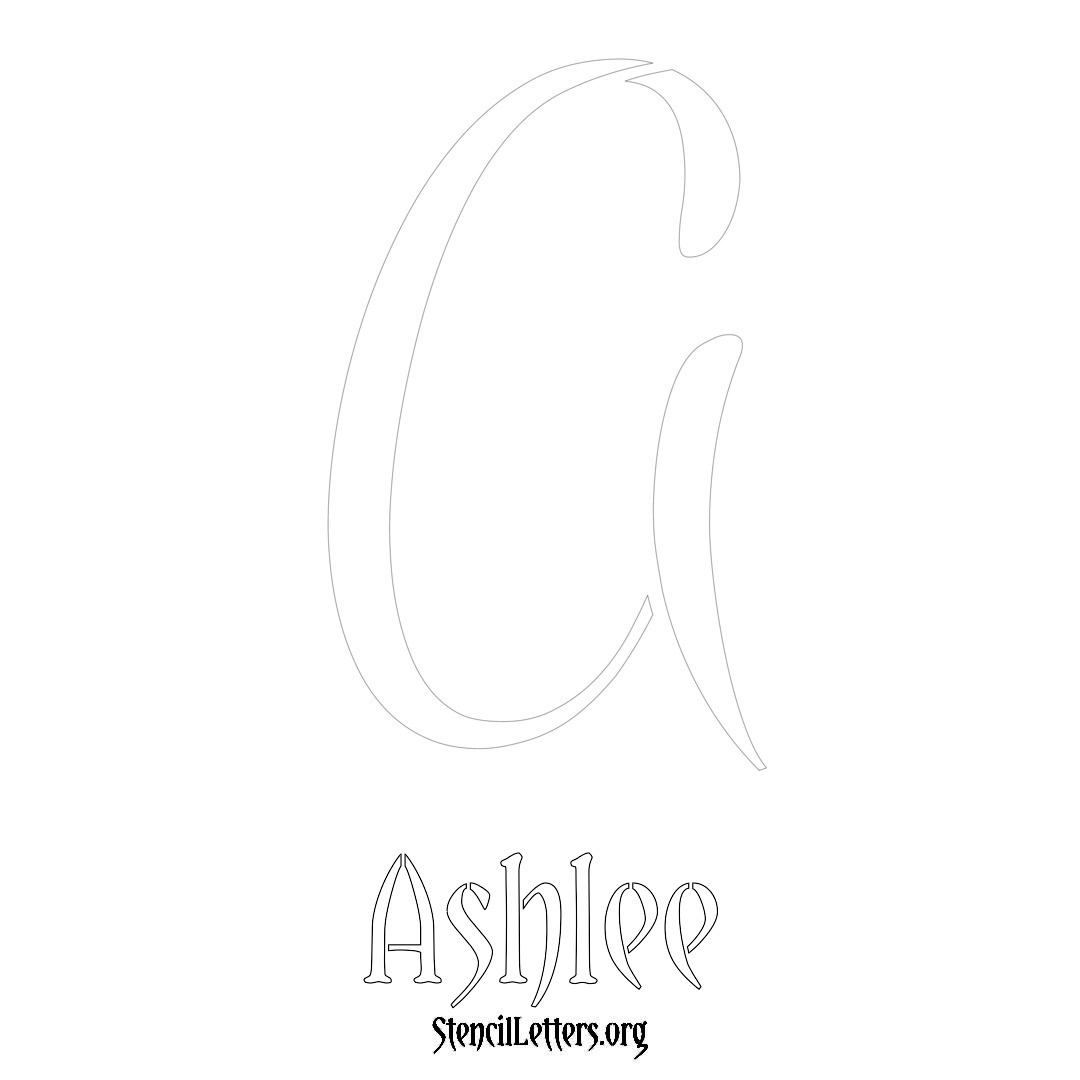 Ashlee printable name initial stencil in Vintage Brush Lettering