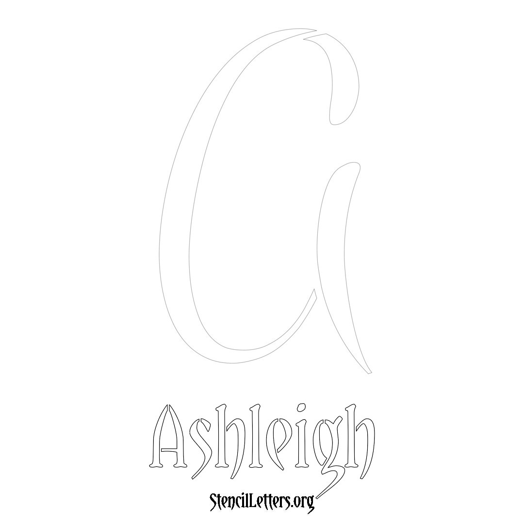 Ashleigh printable name initial stencil in Vintage Brush Lettering