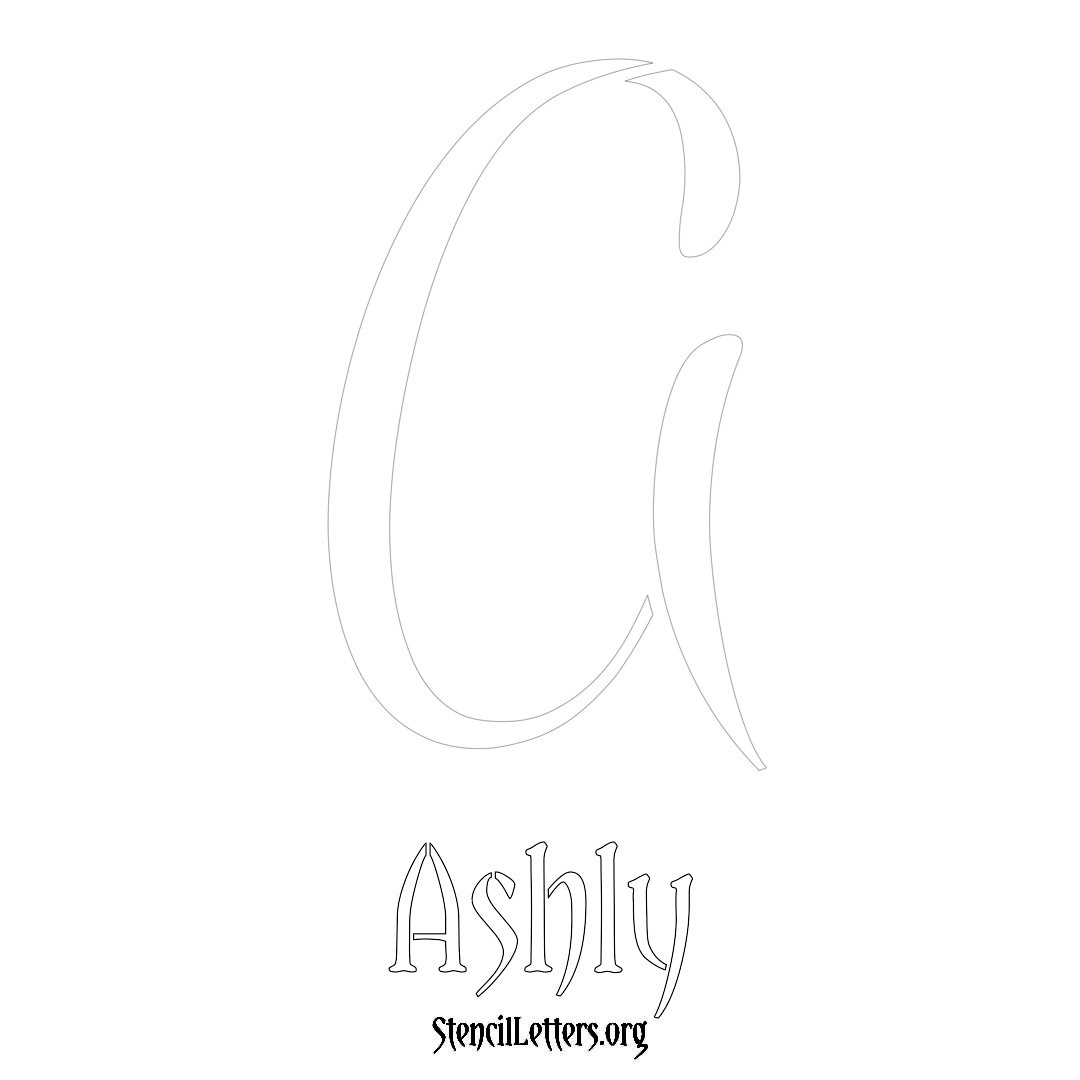 Ashly printable name initial stencil in Vintage Brush Lettering