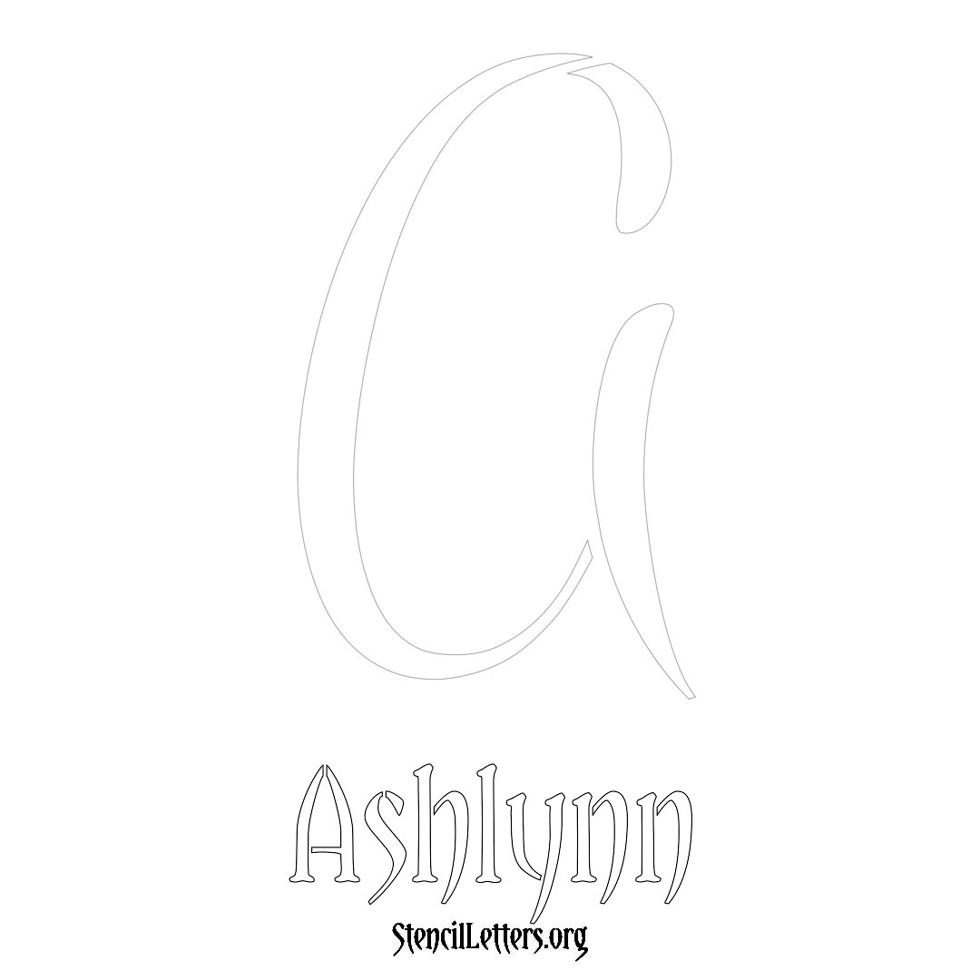 Ashlynn printable name initial stencil in Vintage Brush Lettering