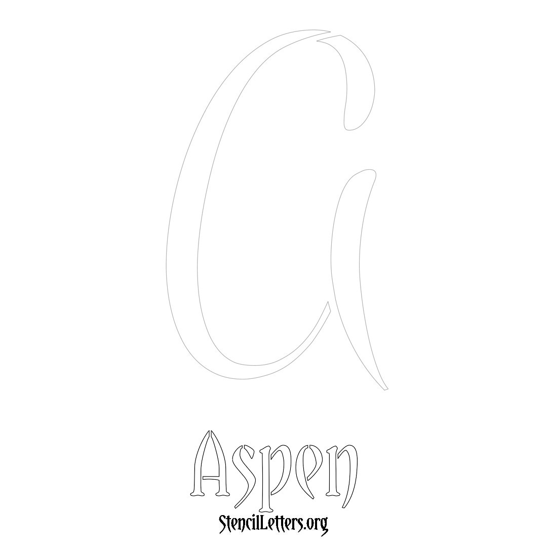 Aspen printable name initial stencil in Vintage Brush Lettering