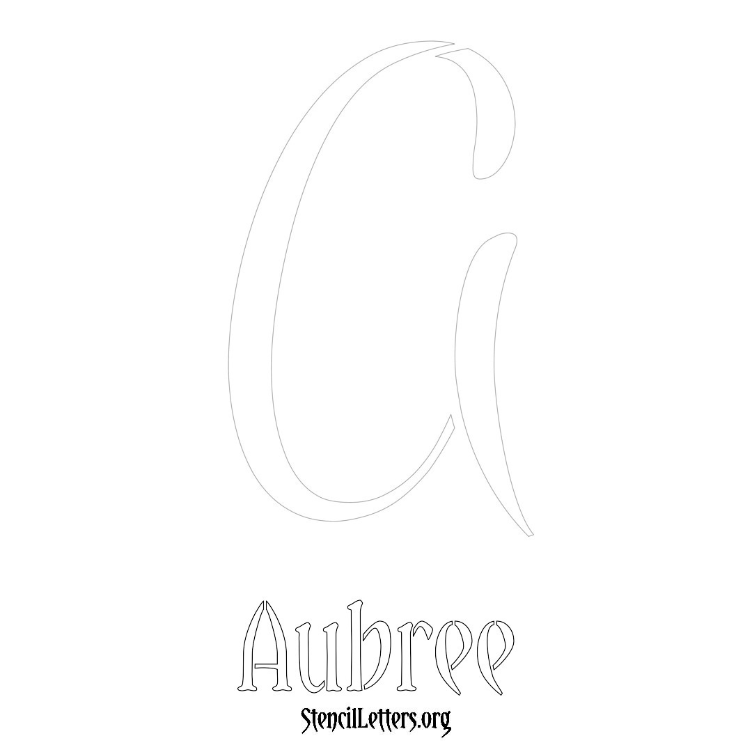 Aubree printable name initial stencil in Vintage Brush Lettering