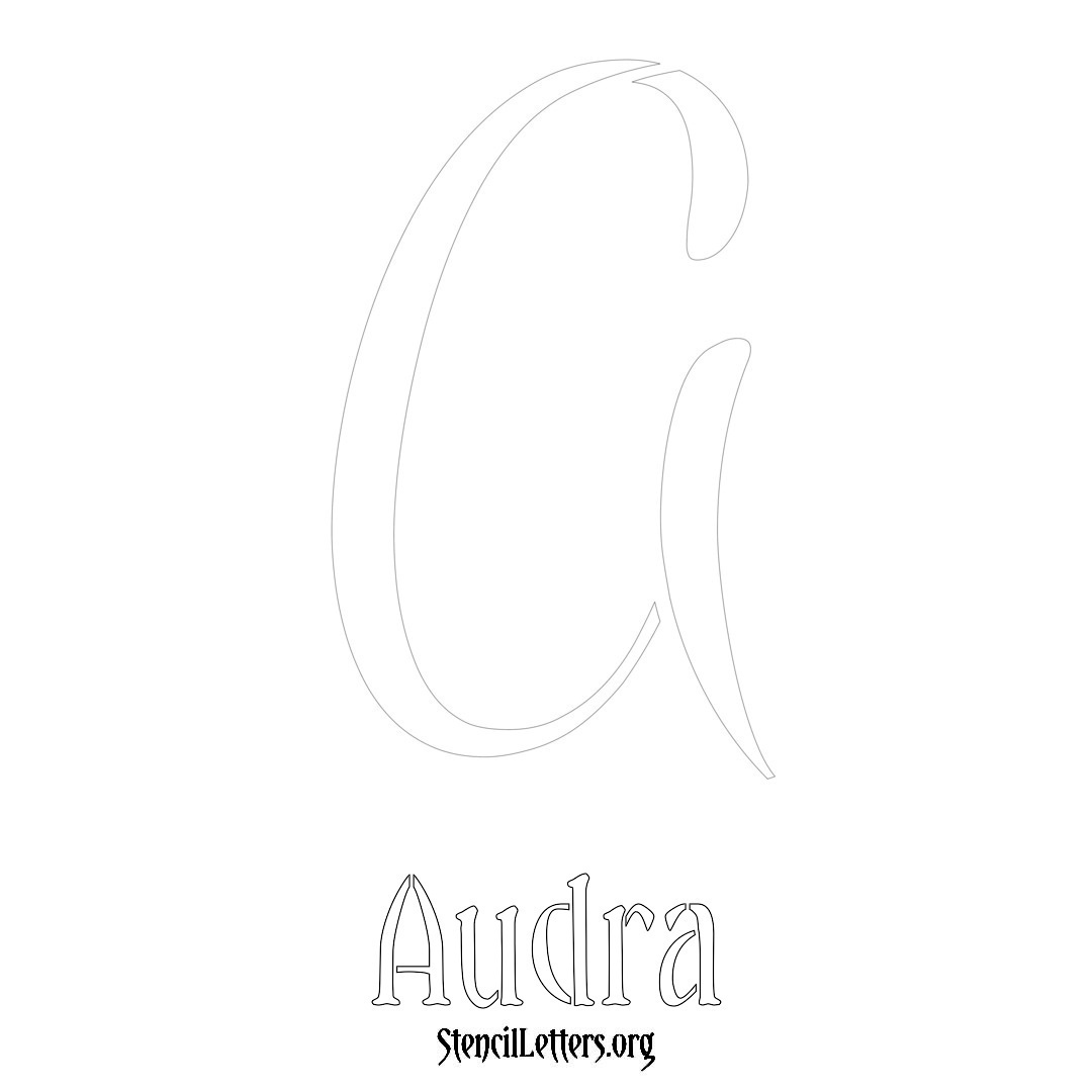 Audra printable name initial stencil in Vintage Brush Lettering