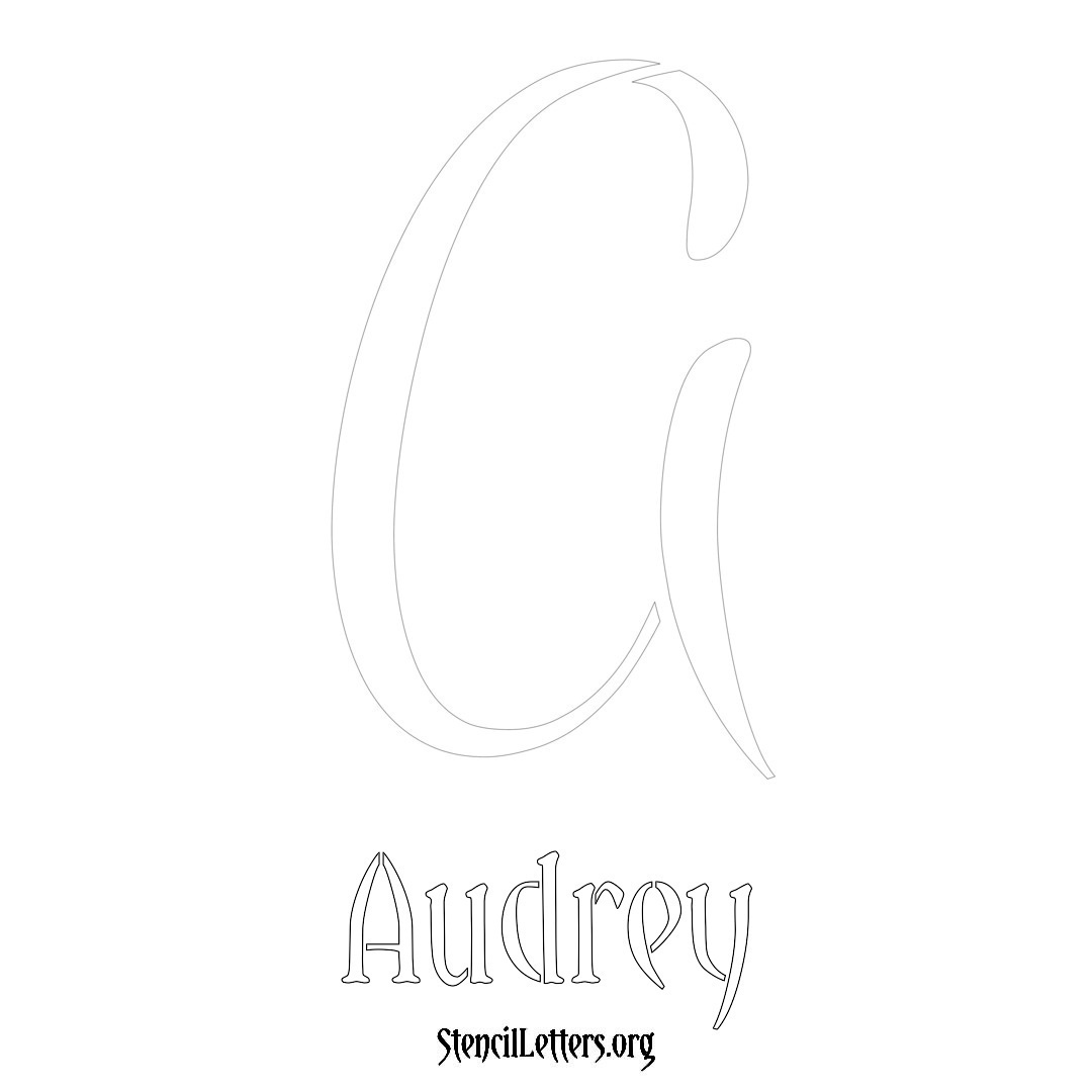 Audrey printable name initial stencil in Vintage Brush Lettering