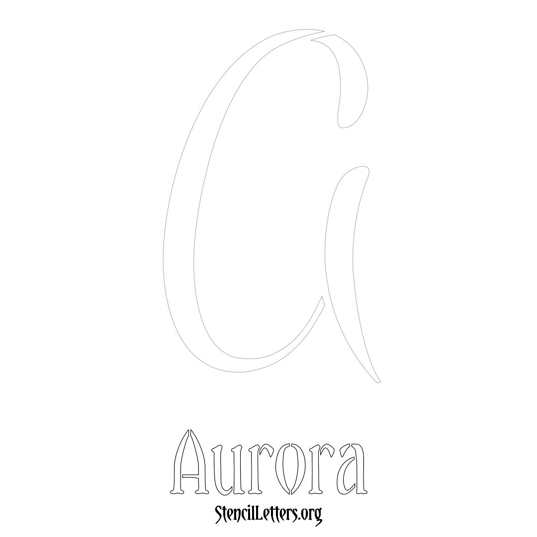 Aurora printable name initial stencil in Vintage Brush Lettering