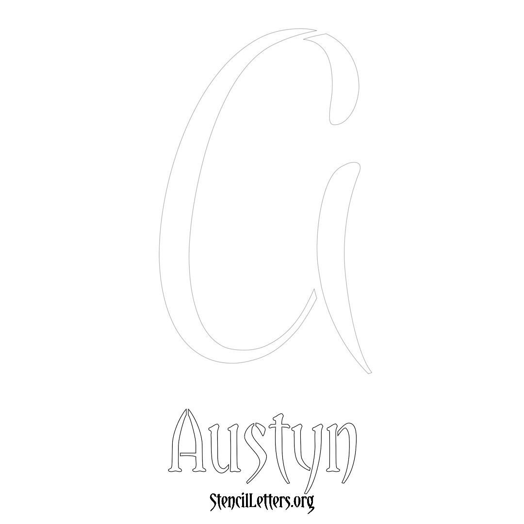 Austyn printable name initial stencil in Vintage Brush Lettering