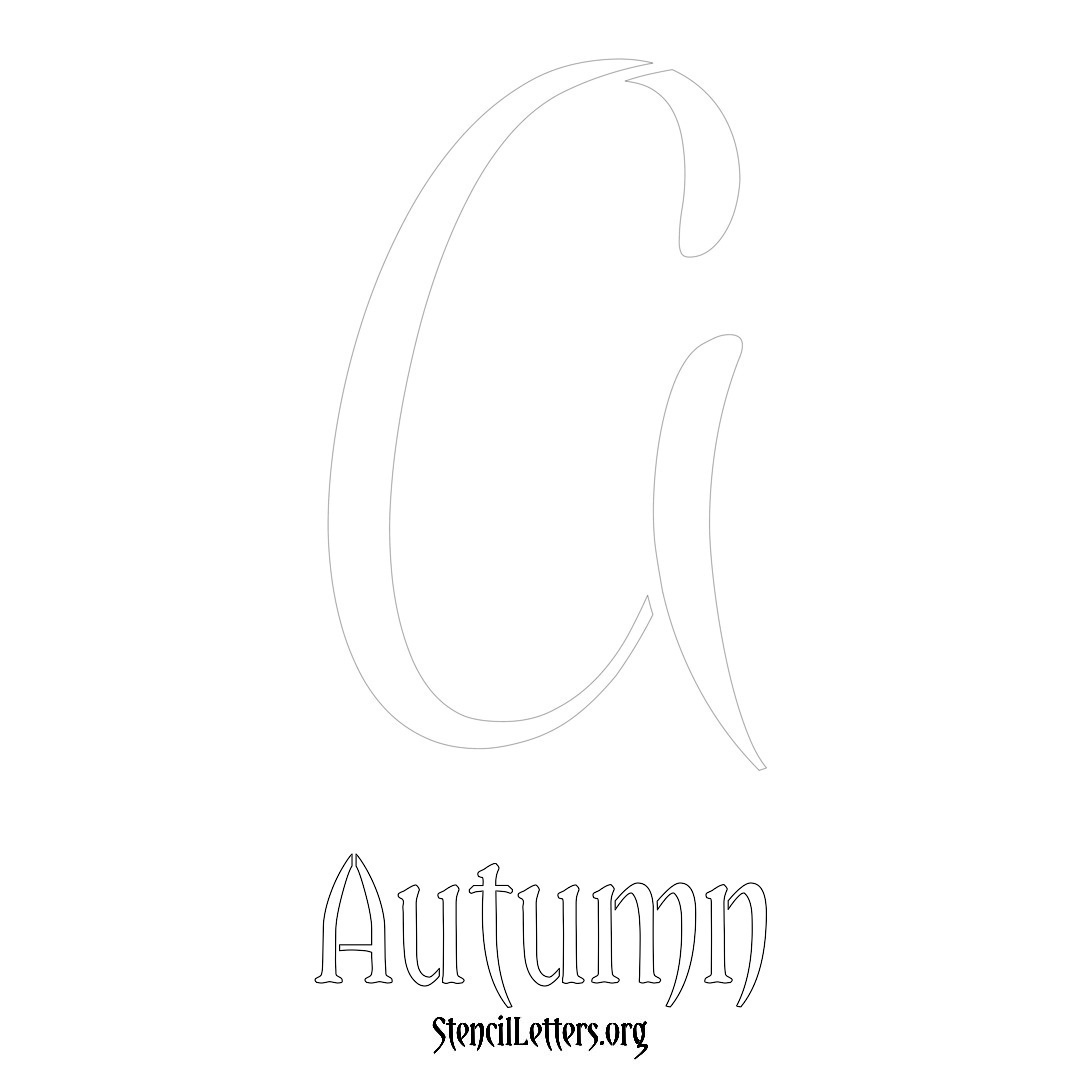 Autumn printable name initial stencil in Vintage Brush Lettering