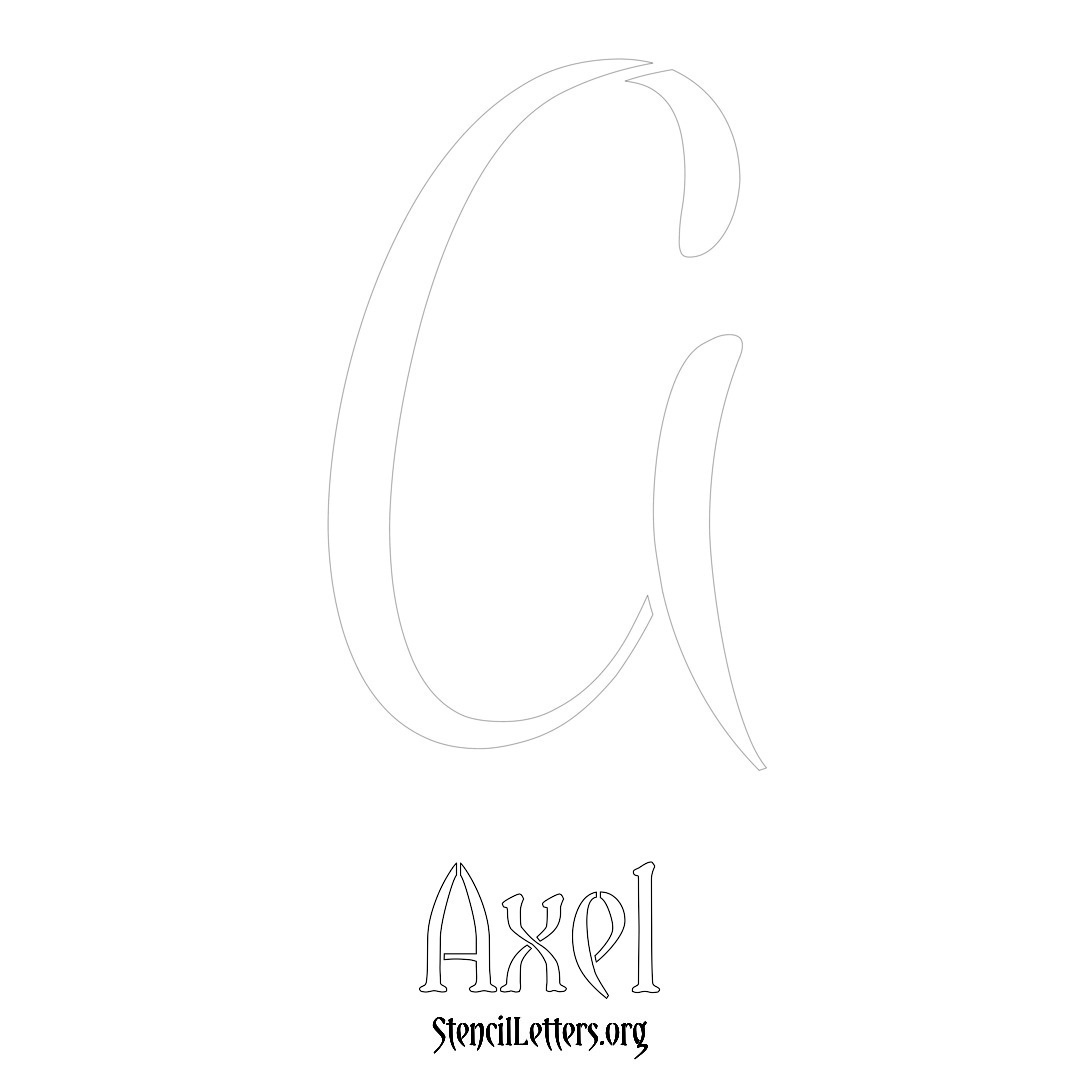 Axel printable name initial stencil in Vintage Brush Lettering