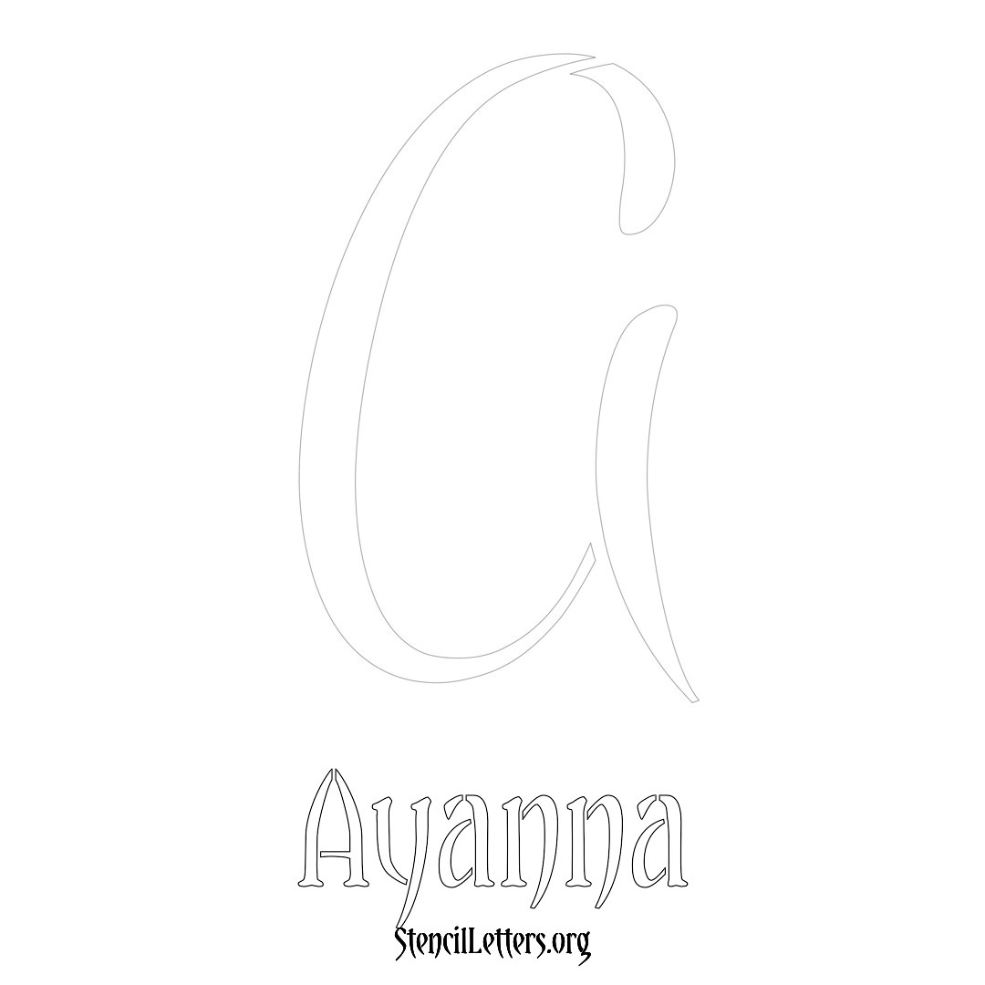 Ayanna printable name initial stencil in Vintage Brush Lettering