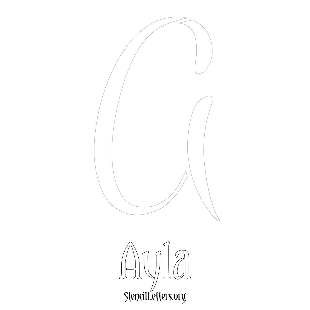 Ayla printable name initial stencil in Vintage Brush Lettering