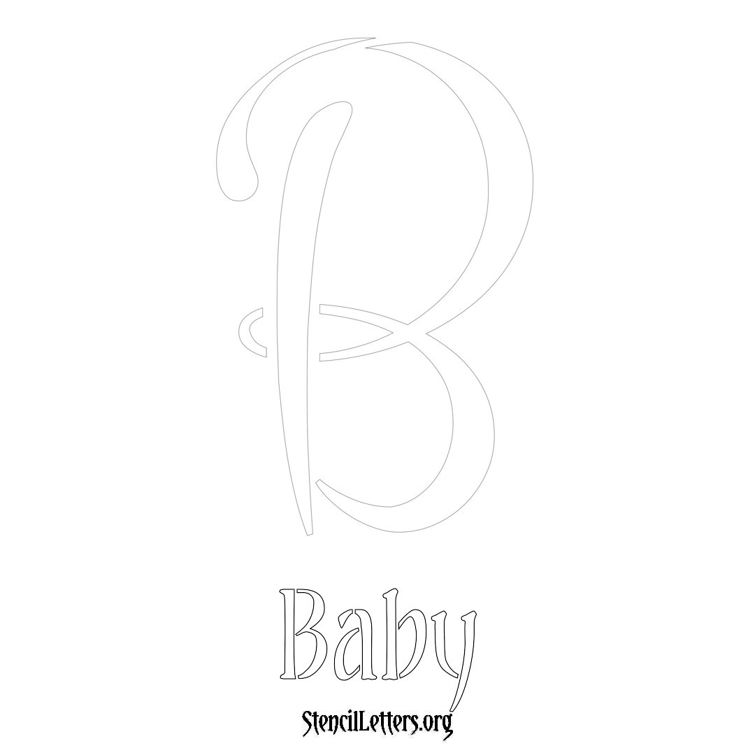 Baby printable name initial stencil in Vintage Brush Lettering