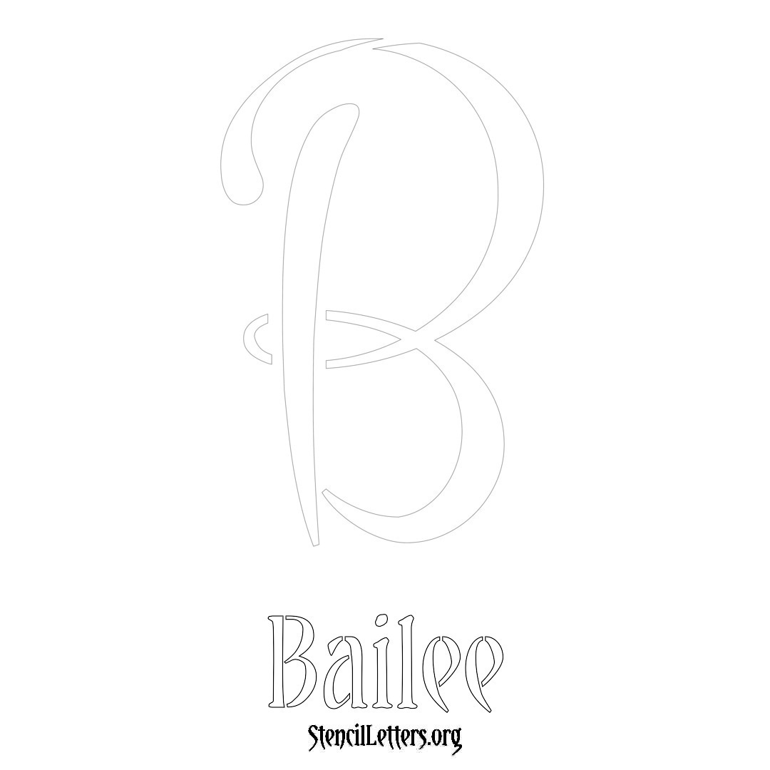 Bailee printable name initial stencil in Vintage Brush Lettering