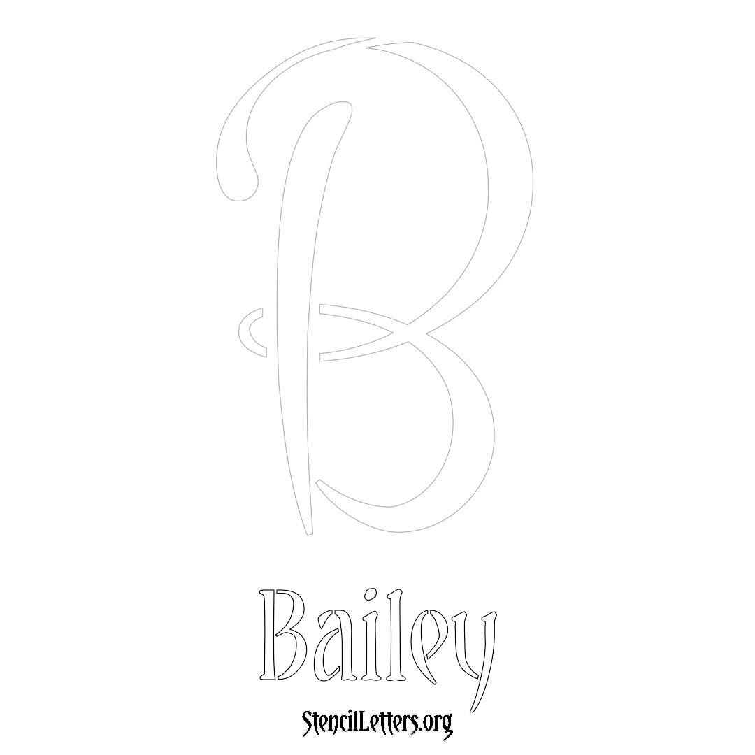 Bailey printable name initial stencil in Vintage Brush Lettering