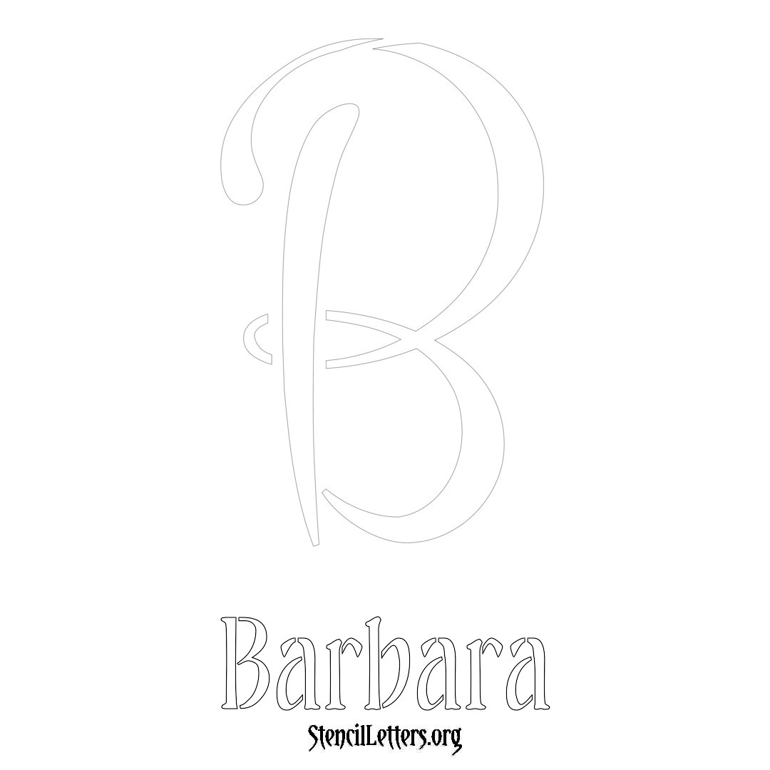 Barbara printable name initial stencil in Vintage Brush Lettering