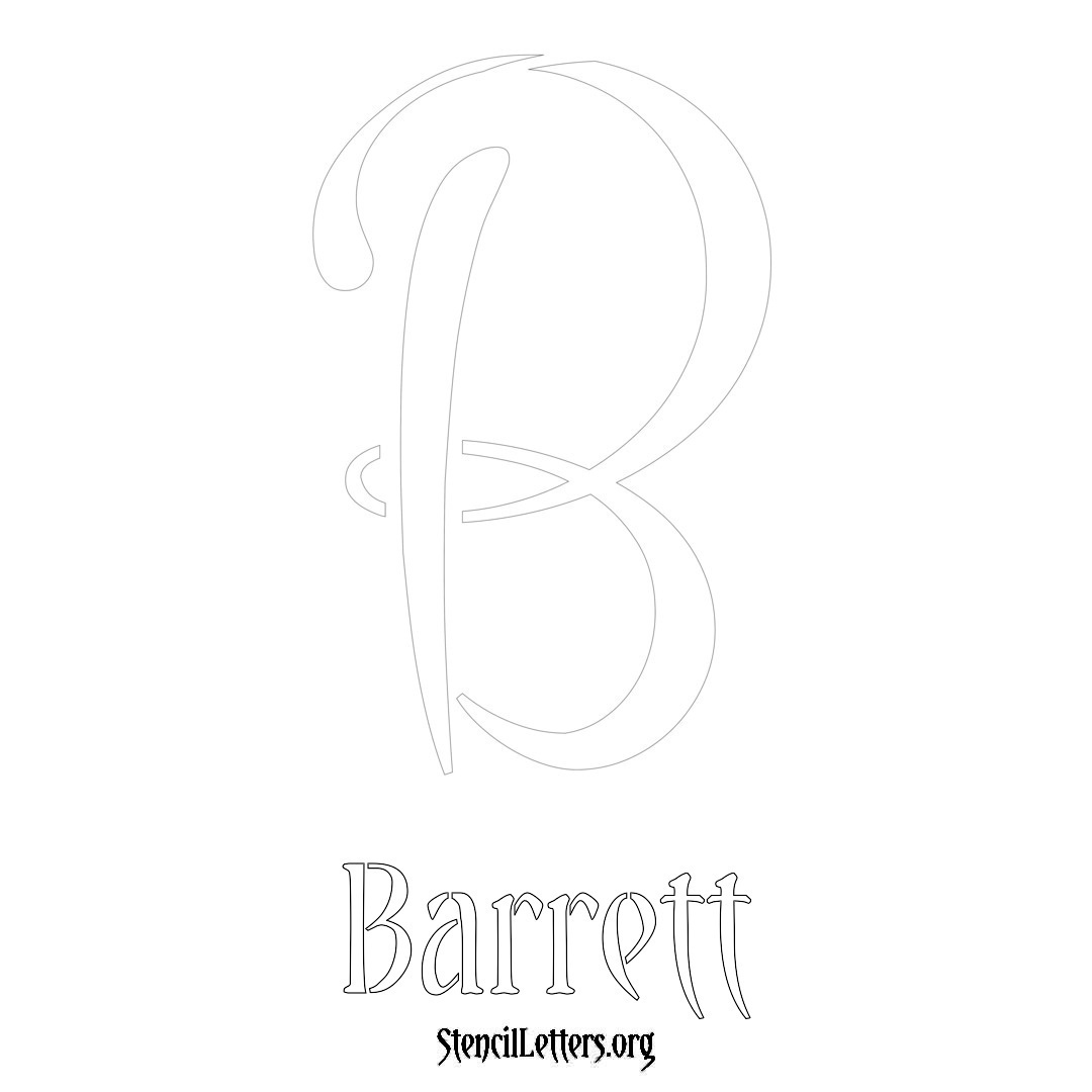 Barrett printable name initial stencil in Vintage Brush Lettering