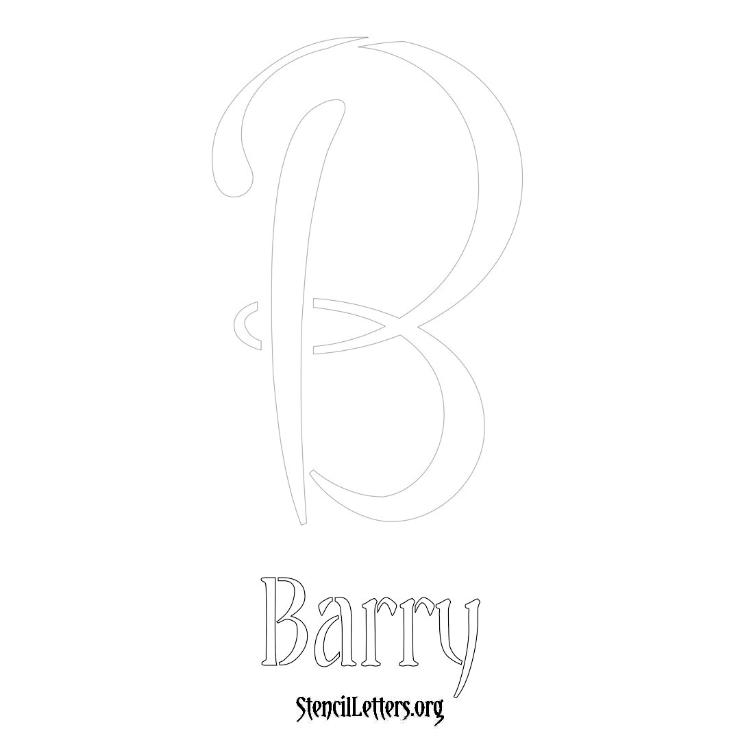 Barry printable name initial stencil in Vintage Brush Lettering