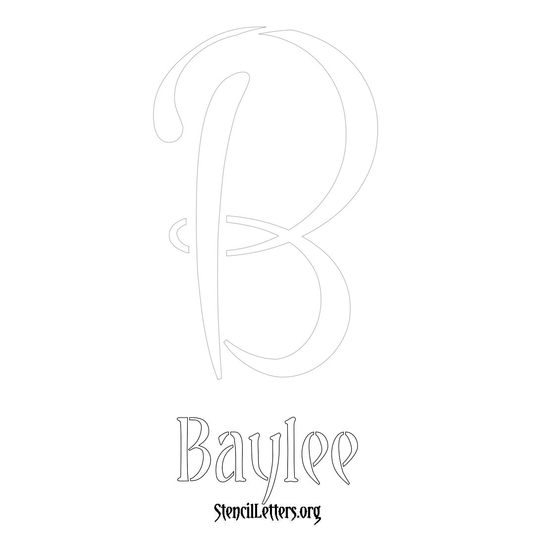 Baylee printable name initial stencil in Vintage Brush Lettering