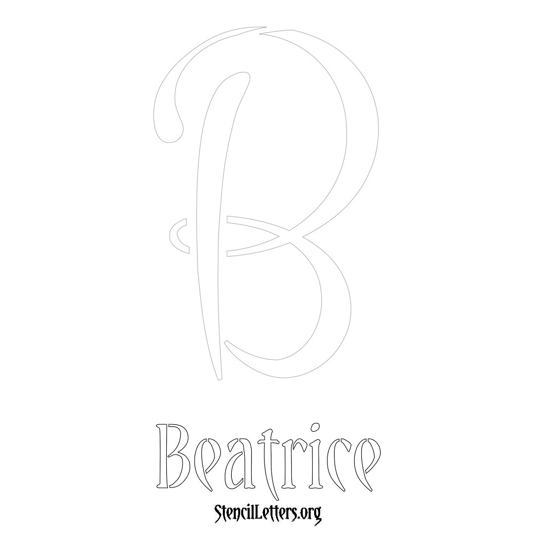 Beatrice printable name initial stencil in Vintage Brush Lettering