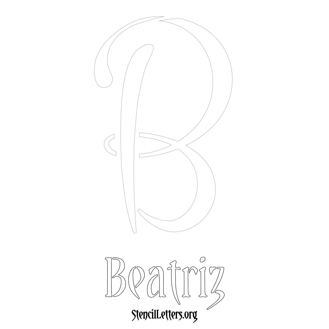 Beatriz printable name initial stencil in Vintage Brush Lettering