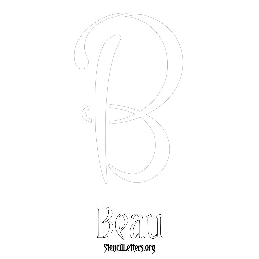 Beau printable name initial stencil in Vintage Brush Lettering