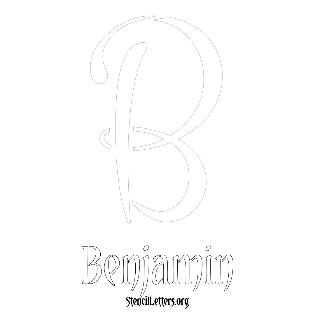 Benjamin printable name initial stencil in Vintage Brush Lettering
