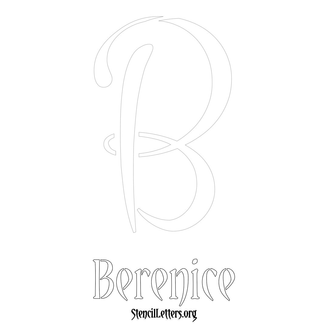 Berenice printable name initial stencil in Vintage Brush Lettering