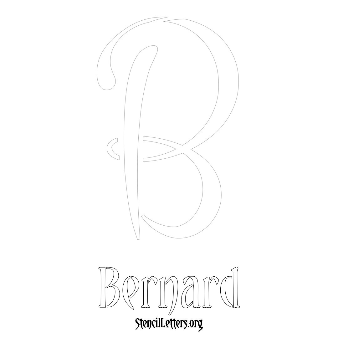 Bernard printable name initial stencil in Vintage Brush Lettering