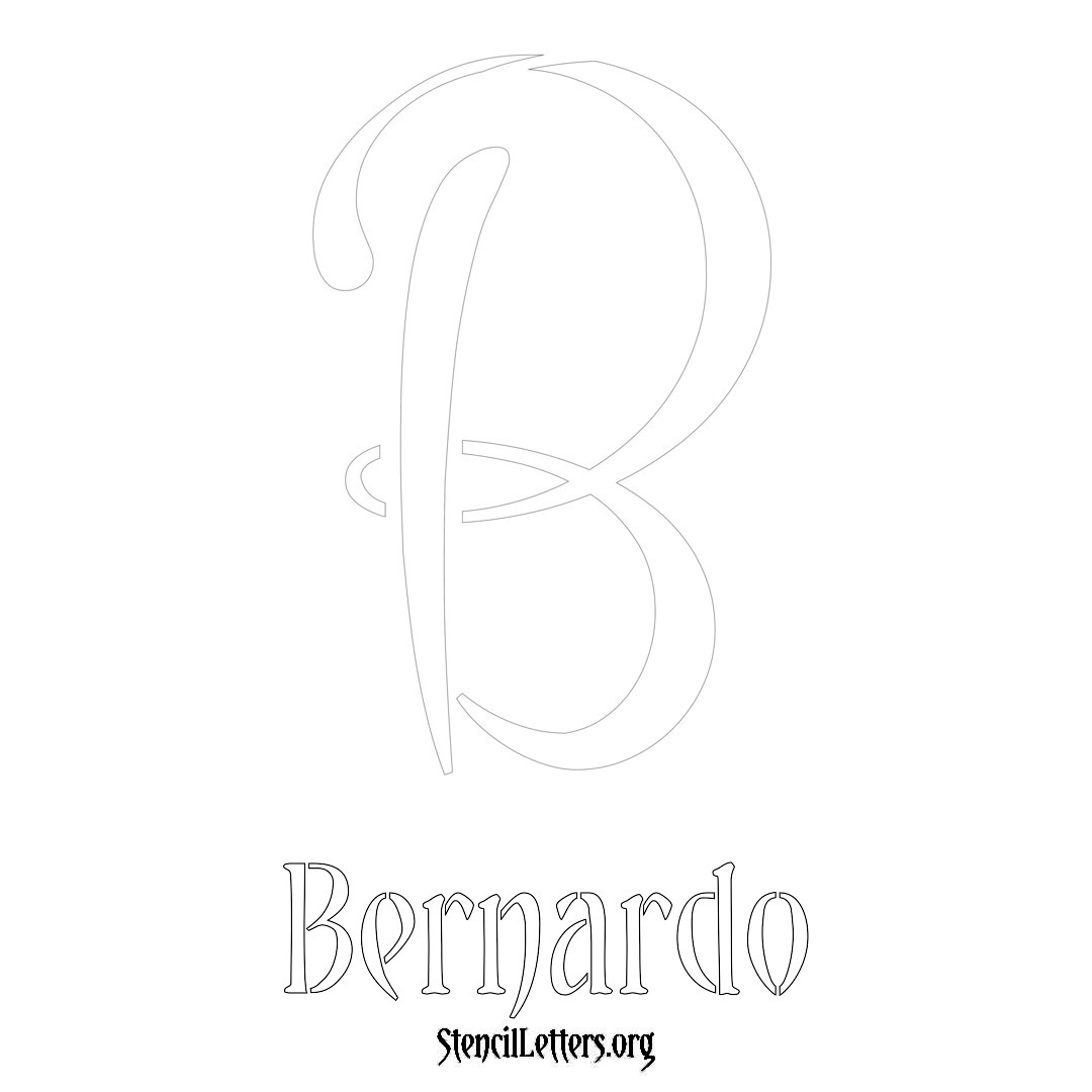 Bernardo printable name initial stencil in Vintage Brush Lettering