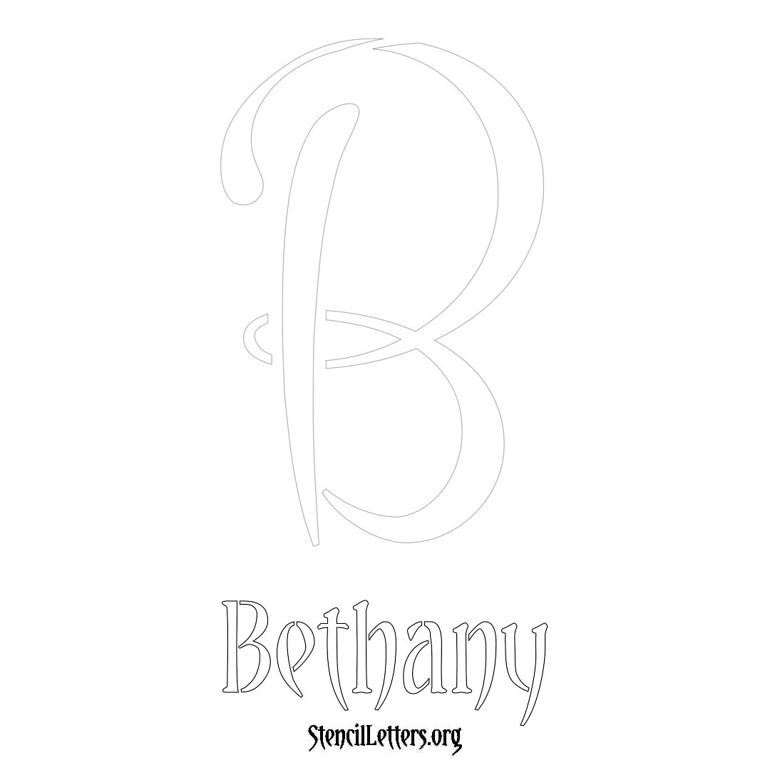 Bethany printable name initial stencil in Vintage Brush Lettering