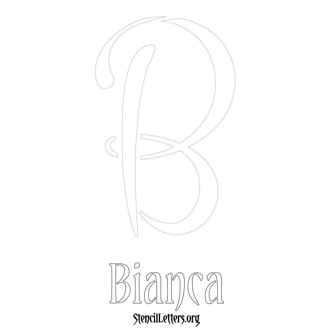 Bianca printable name initial stencil in Vintage Brush Lettering