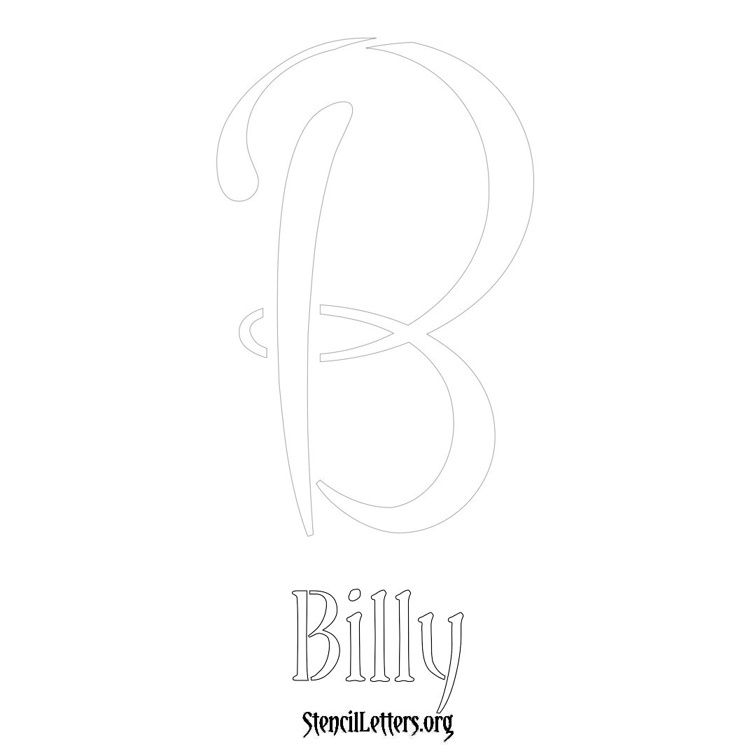 Billy printable name initial stencil in Vintage Brush Lettering