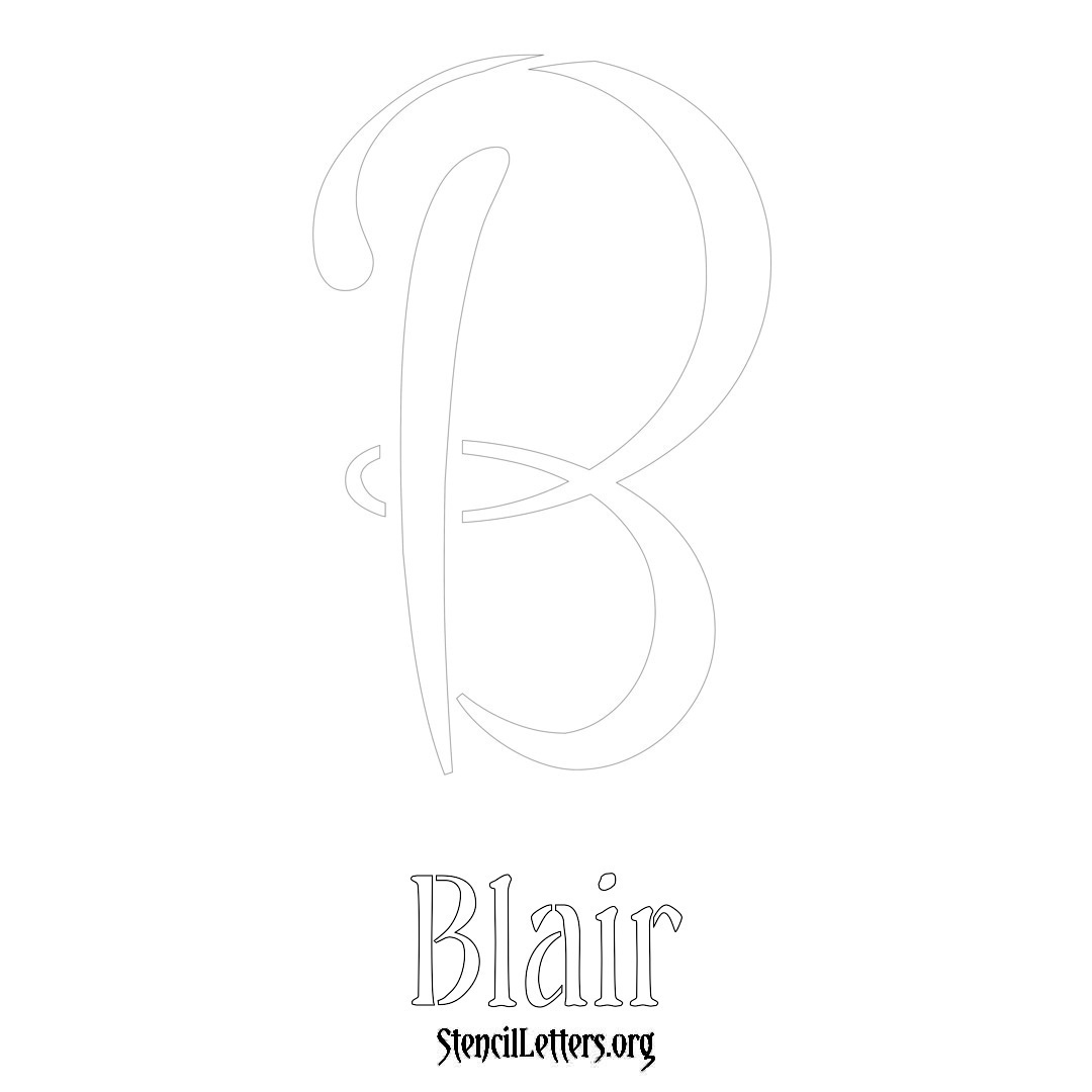 Blair printable name initial stencil in Vintage Brush Lettering