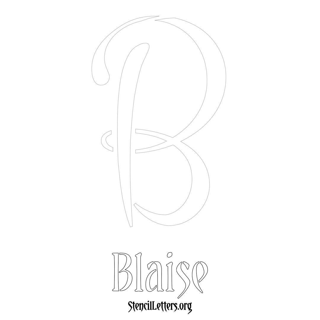 Blaise printable name initial stencil in Vintage Brush Lettering