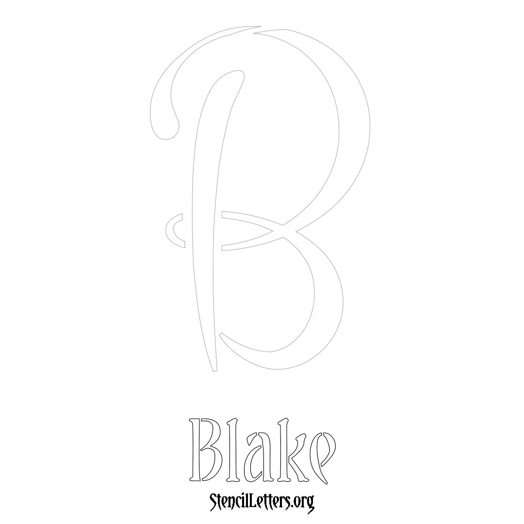 Blake printable name initial stencil in Vintage Brush Lettering