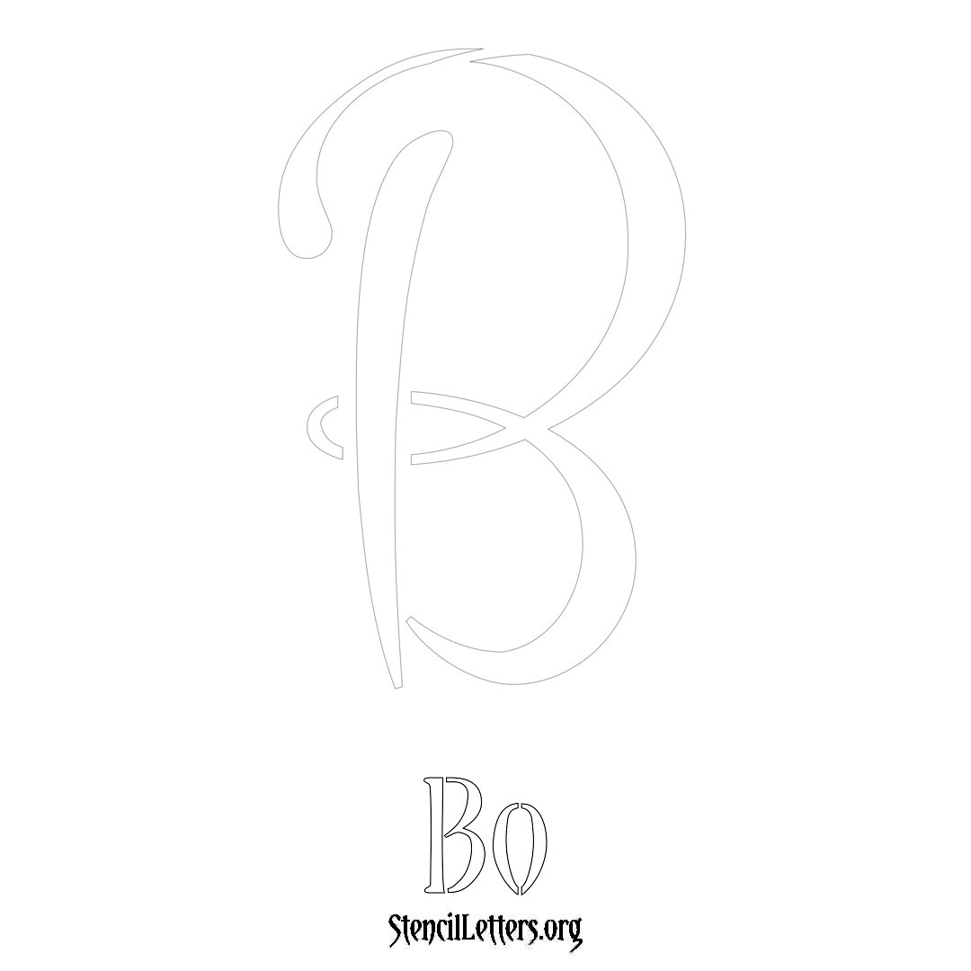 Bo printable name initial stencil in Vintage Brush Lettering