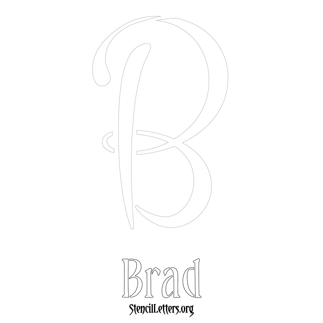 Brad printable name initial stencil in Vintage Brush Lettering