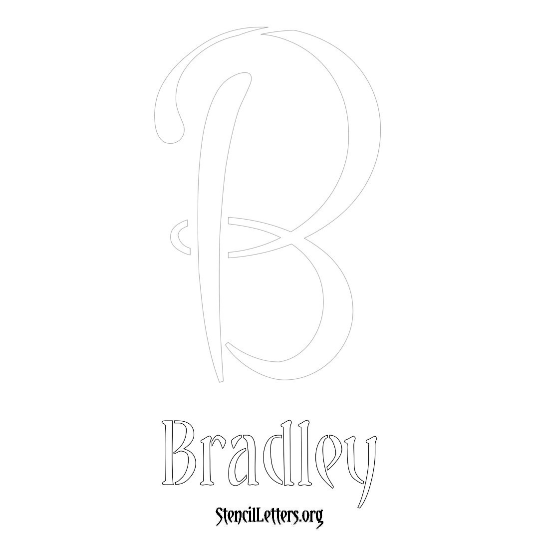 Bradley printable name initial stencil in Vintage Brush Lettering