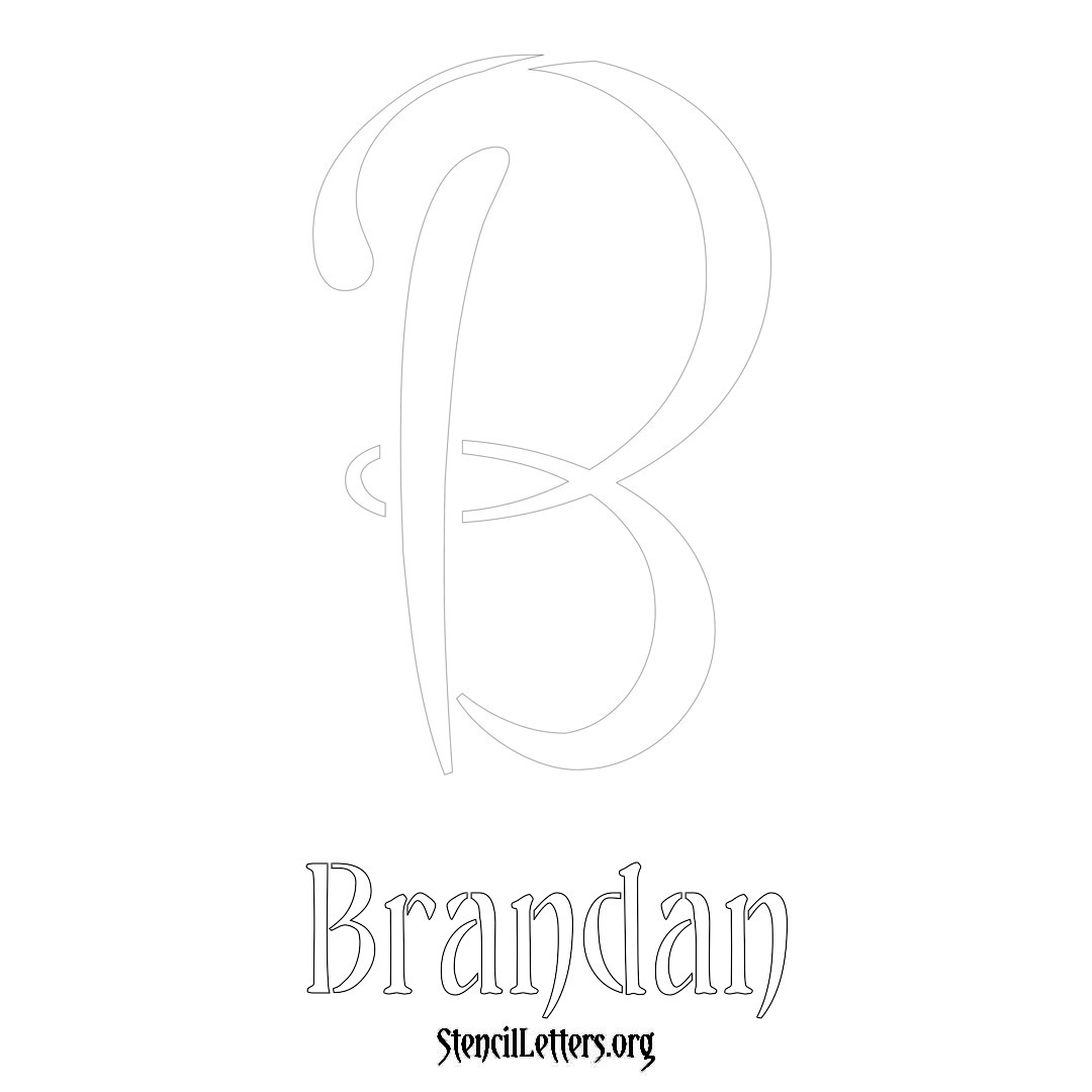 Brandan printable name initial stencil in Vintage Brush Lettering