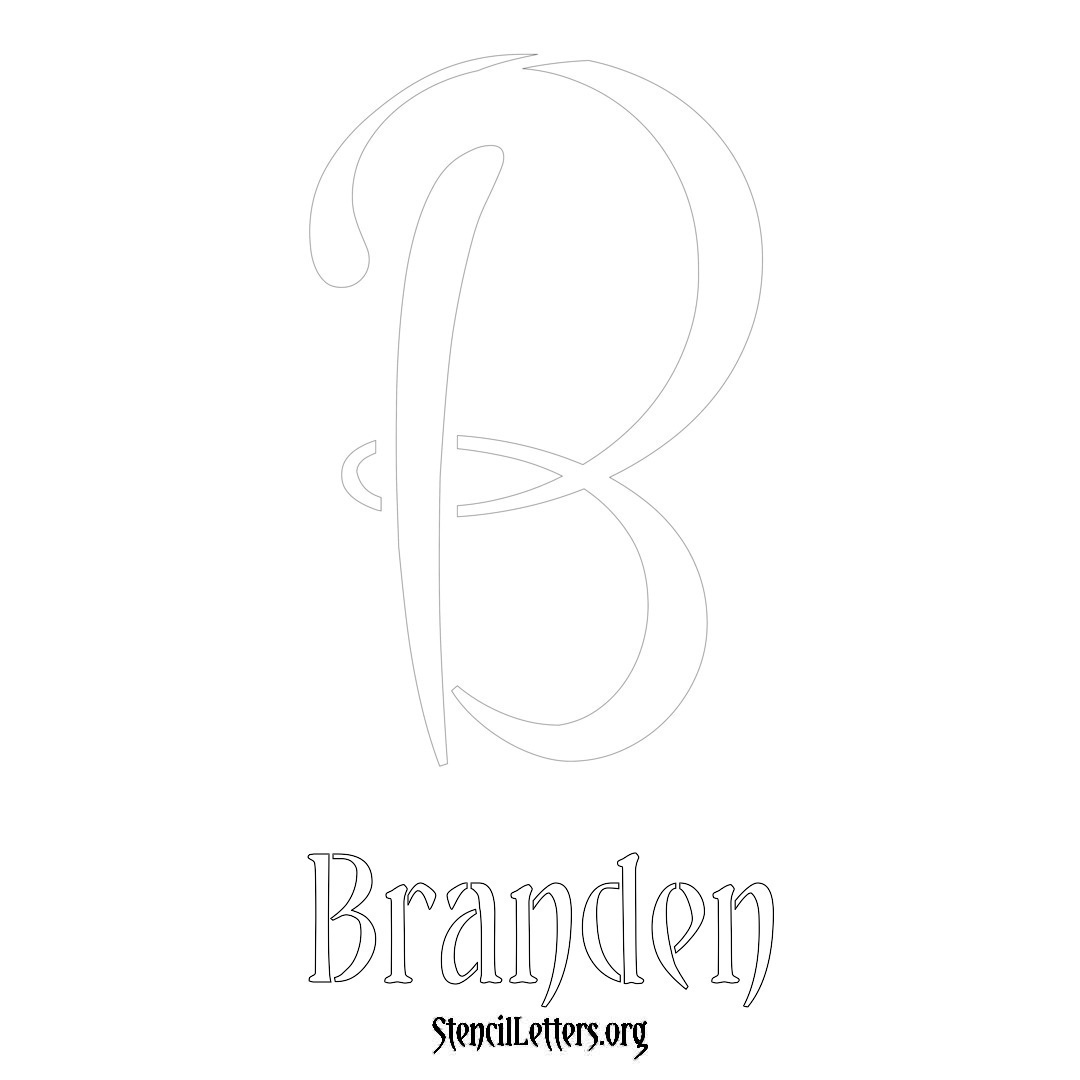 Branden printable name initial stencil in Vintage Brush Lettering