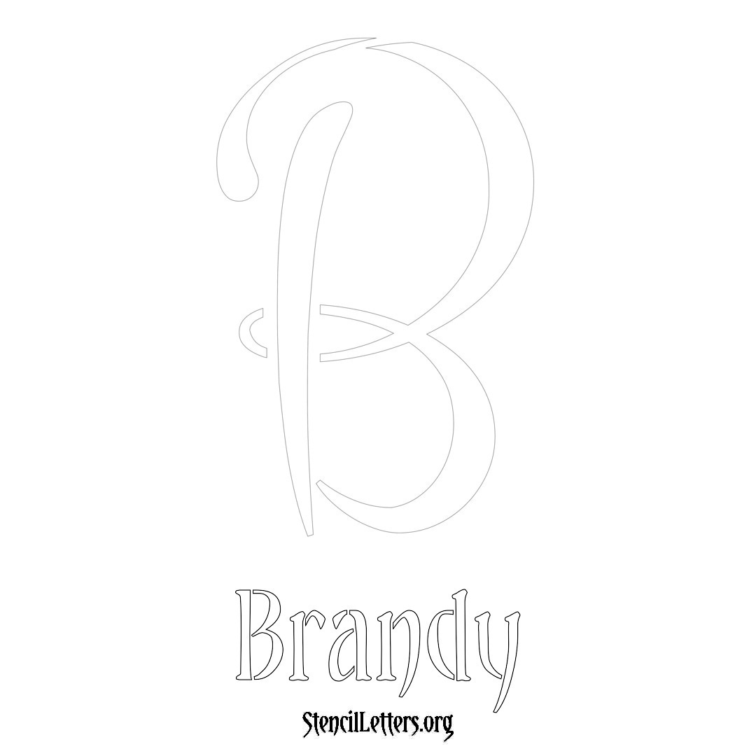 Brandy printable name initial stencil in Vintage Brush Lettering