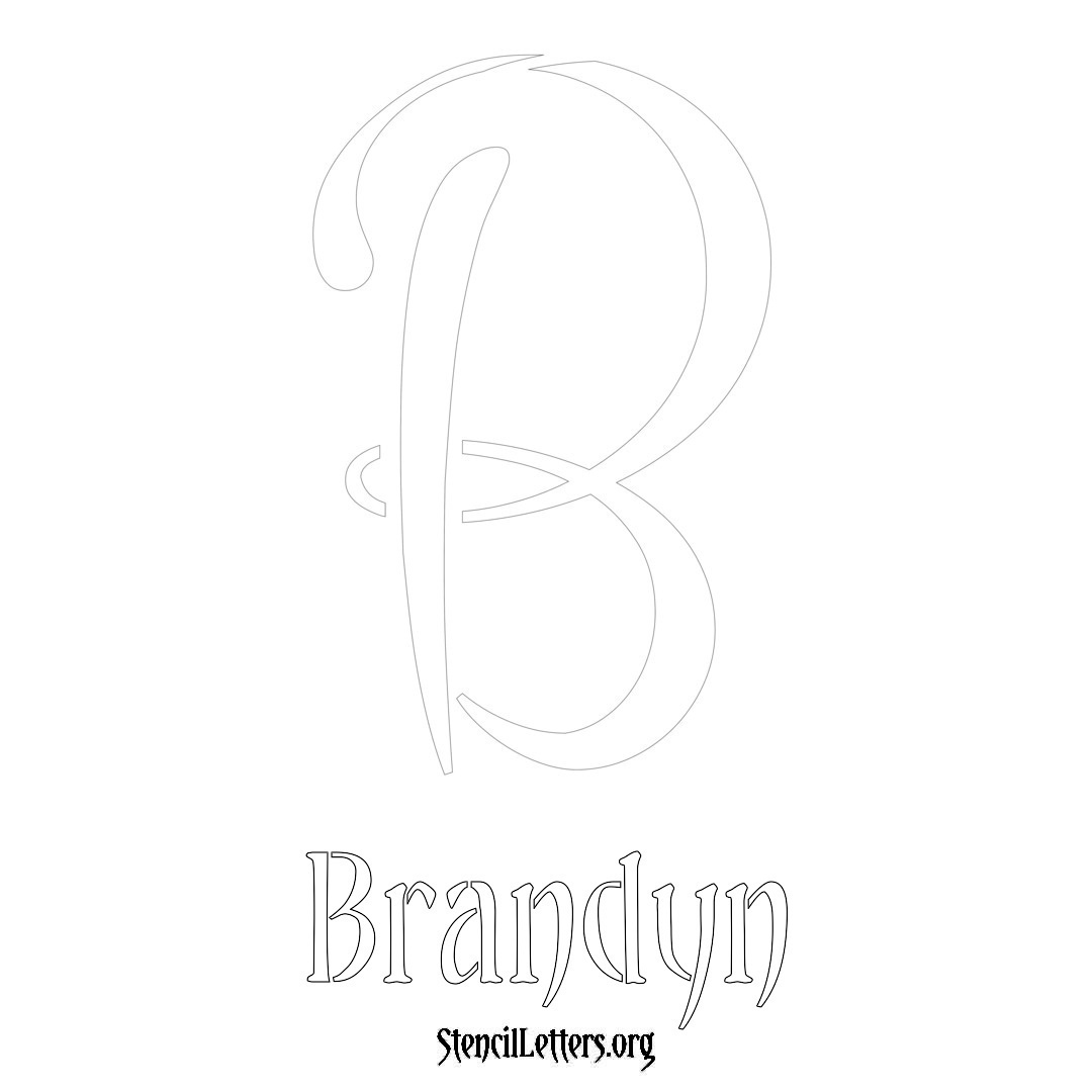 Brandyn printable name initial stencil in Vintage Brush Lettering
