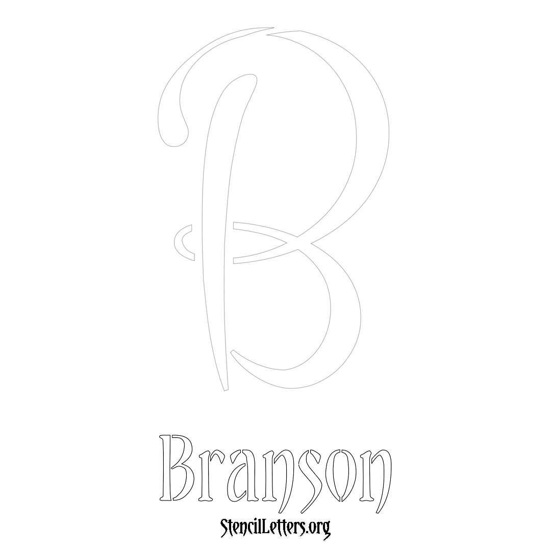 Branson printable name initial stencil in Vintage Brush Lettering